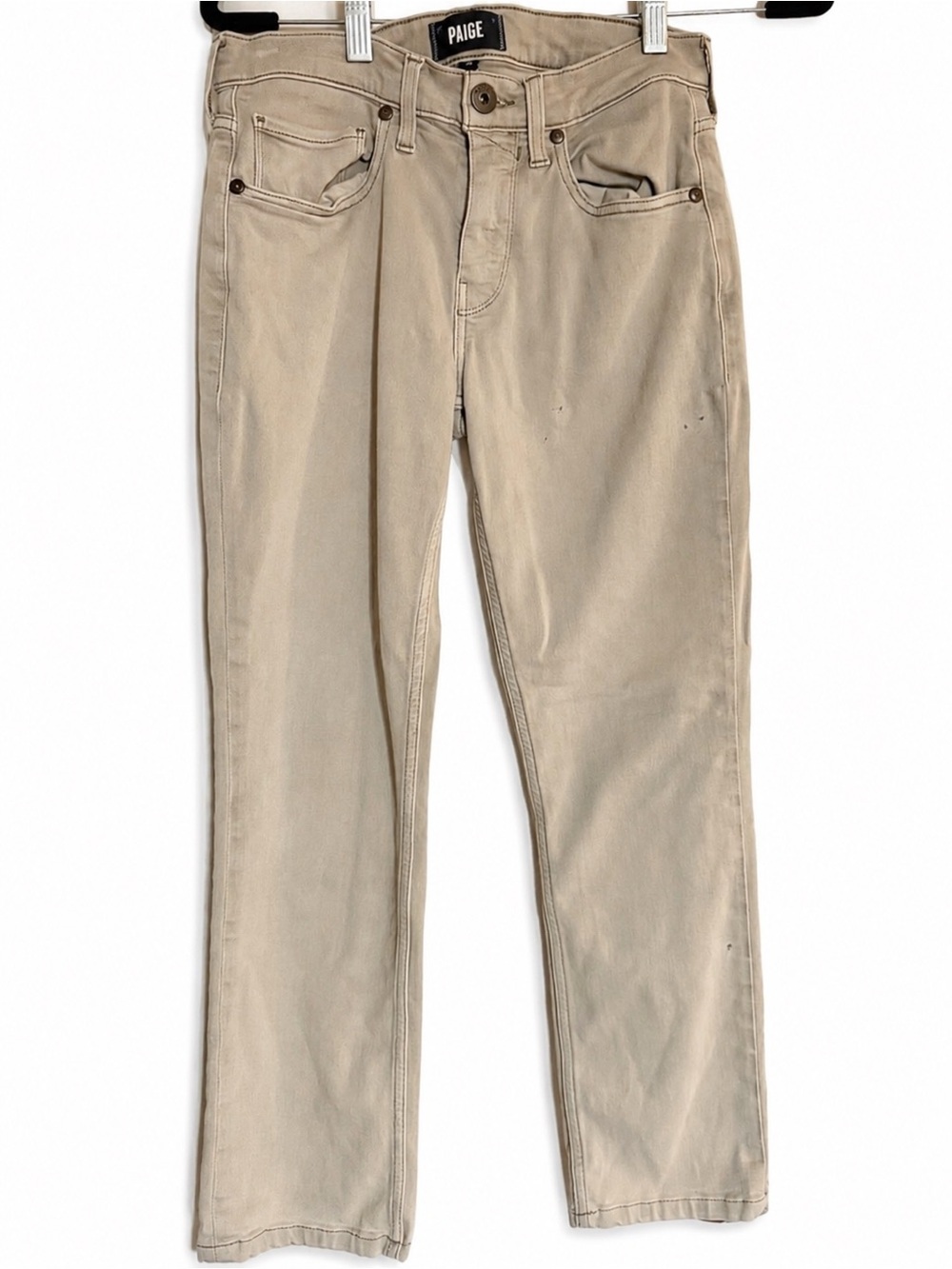 PAIGE Federal Slim Straight Jeans 28 Beige Khaki Stretch Casual Pants